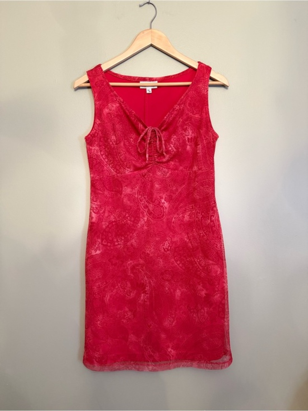 Ricki's Vintage Y2K Red Paisley Mesh Overlay Tank Mini Dress Size M